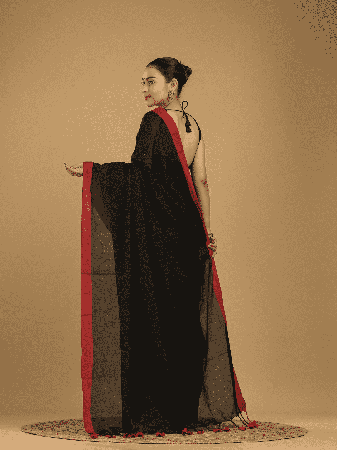 True Black Jamdani Saree - 045