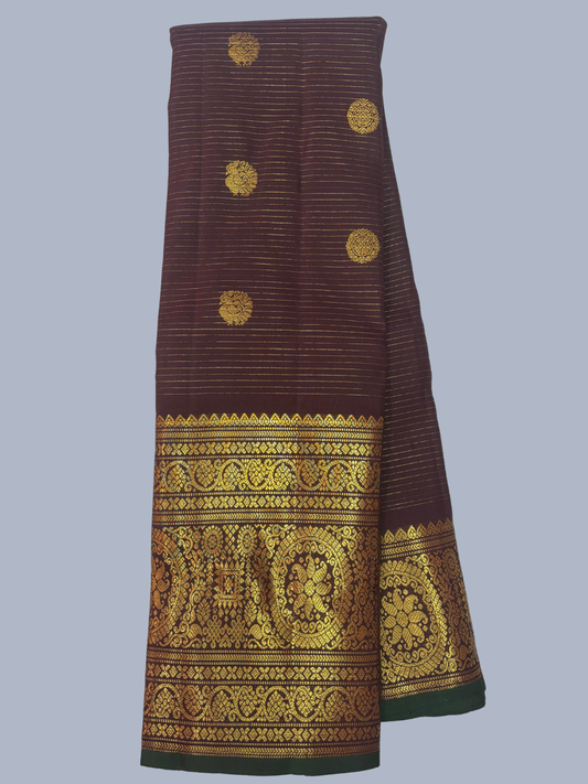 Pure Handwoven Gadwal Silk Saree With Mint Green - 019
