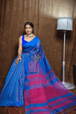 Cotton Silk Saree with Navy Blue-004 - indeloom
