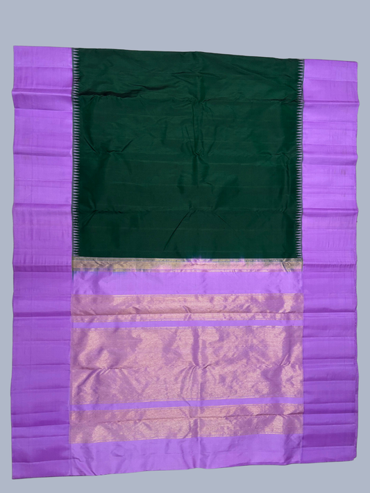 Pure Handwoven Gadwal Silk Forest Green - 014
