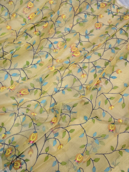 Handwoven Pure Jamdani Cotton Saree | Butter Yellow