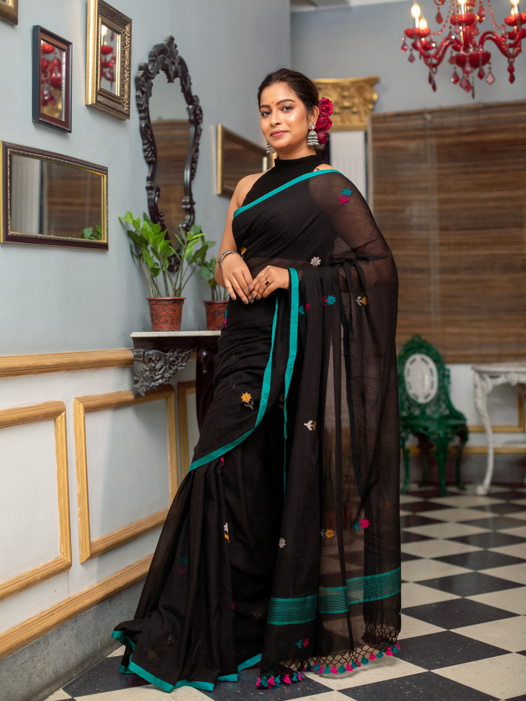 Dark Black Handloom cotton-060