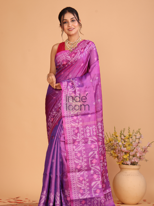 Tissue Jamdani Saree With Bright Purple - 105
