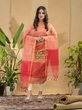Pastel Red Linen Jamdani 2-Piece Set Kurti & Dupatta (UNSTITCHED) -739