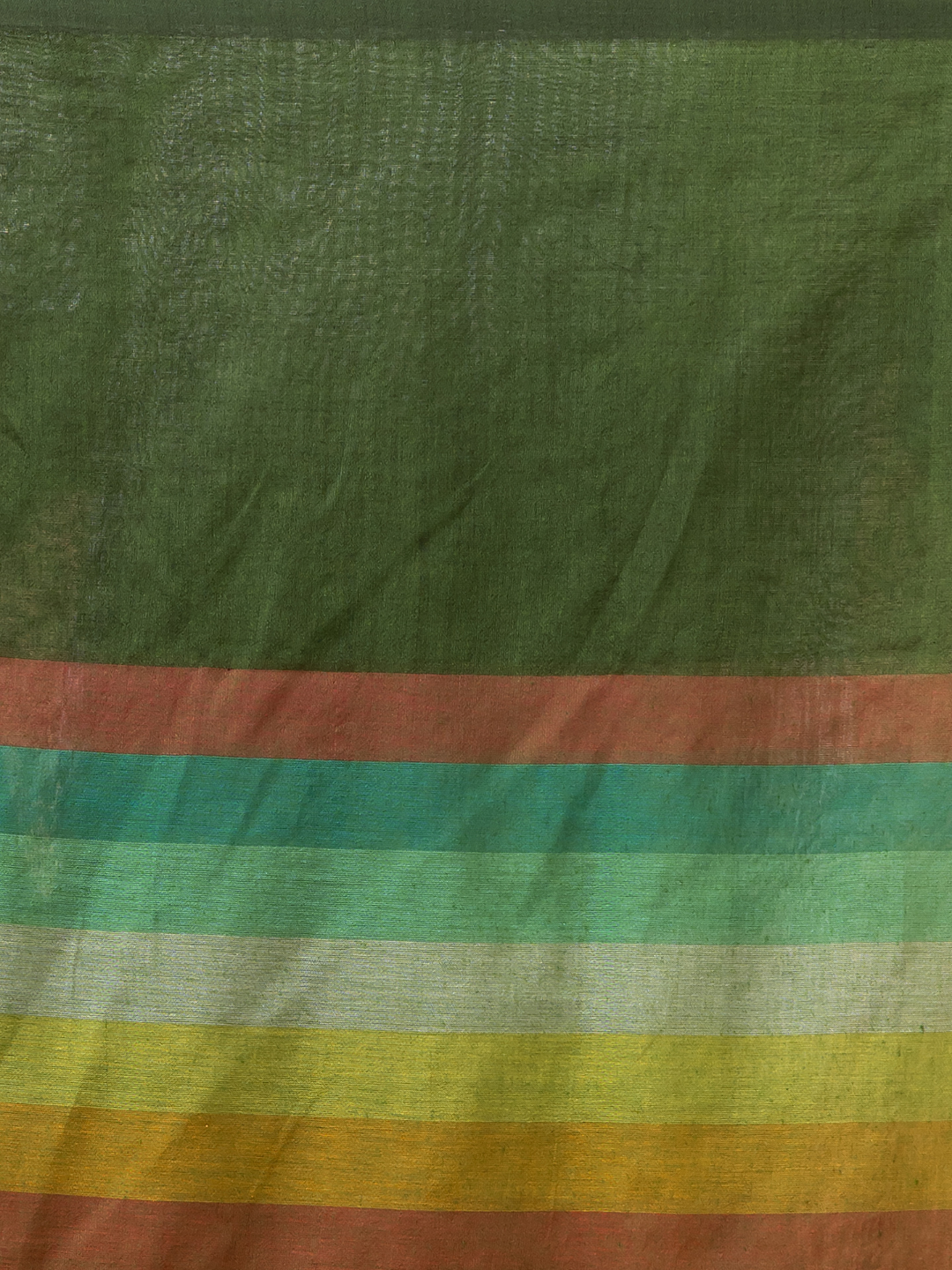 Pure Handloom Mul Cotton Saree | Forest Green