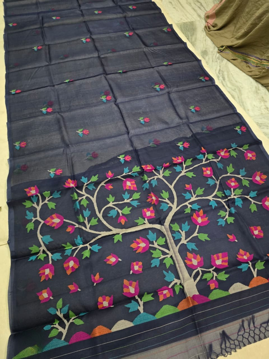 Handwoven Pure Handwoven Pure Muslin Saree | Black