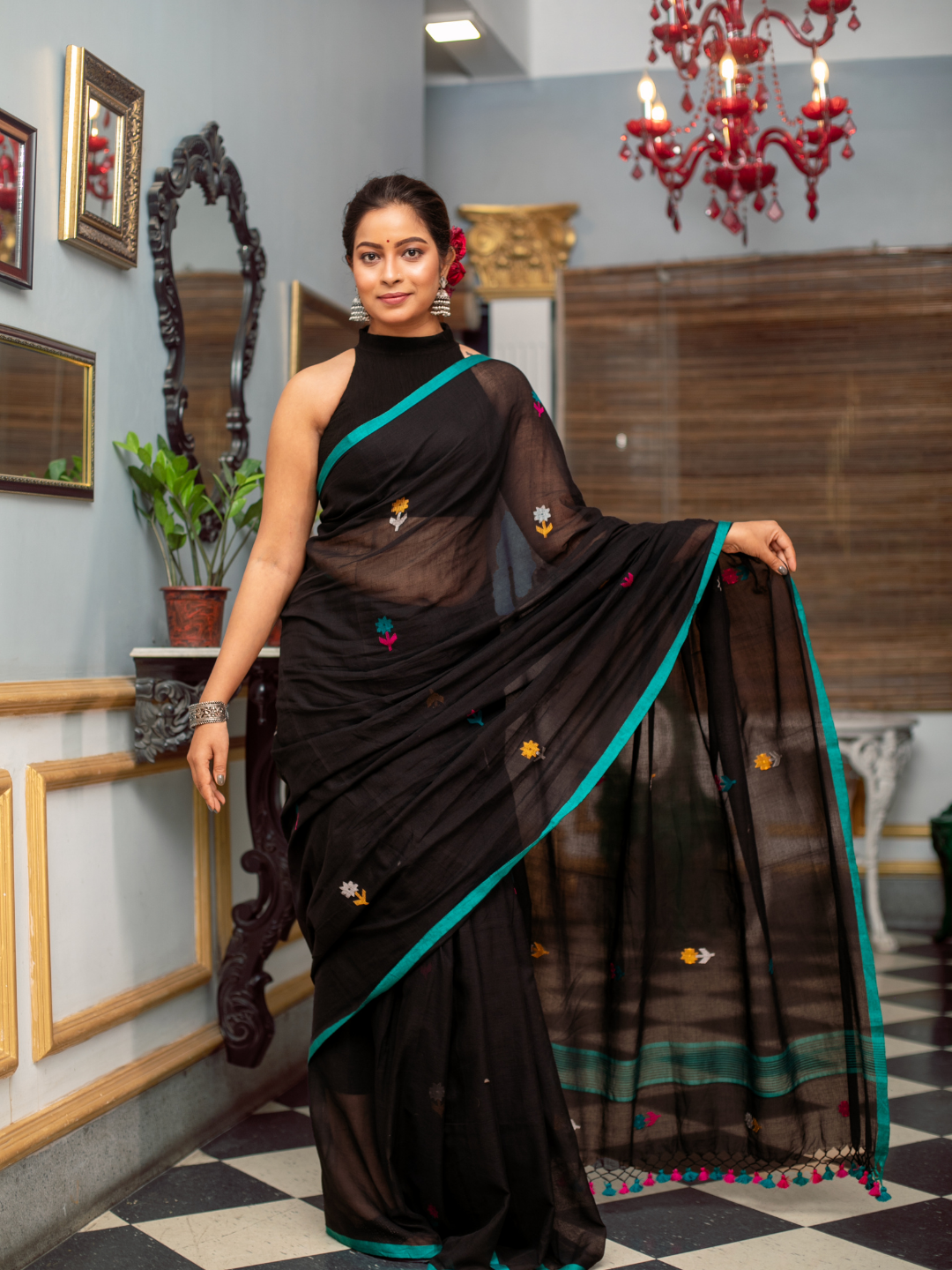 Dark Black Handloom cotton-060