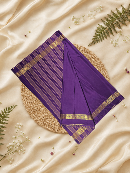 Mysore Silk Saree With Plum Voilet