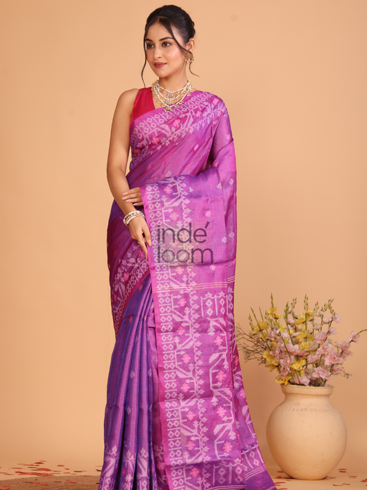 Tissue Jamdani Saree With Bright Purple - 105
