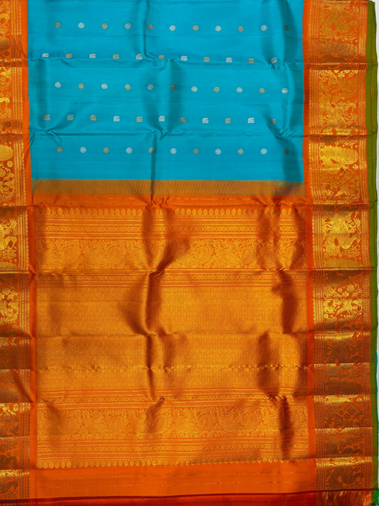 Handwoven Pure Gadwal Silk Saree | Blue
