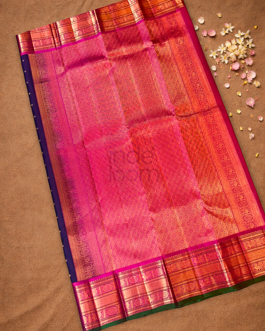 Silk Mark Certified Handloom Kanjivaram Silk Saree | Indigo Purple