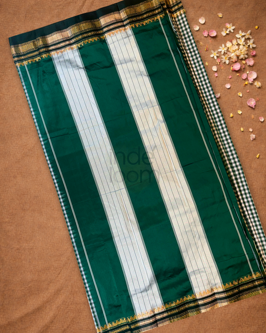 Traditional Ilkal Cotton Silk Viscose Saree | Snow White
