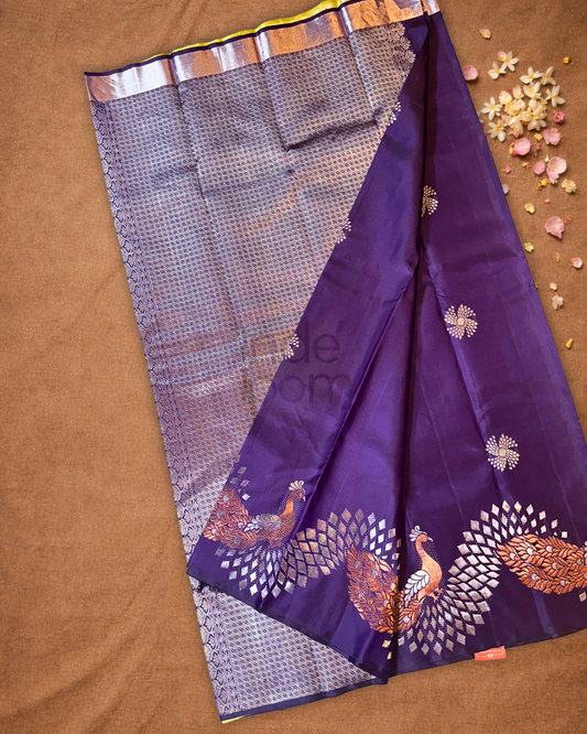 Silk Mark Certified Handloom Kanjivaram Silk Saree | Royal Purple