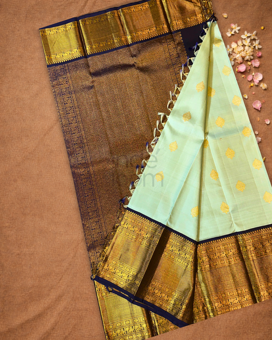 Silk Mark Certified Handloom Kanjivaram Silk Saree | Sage Green