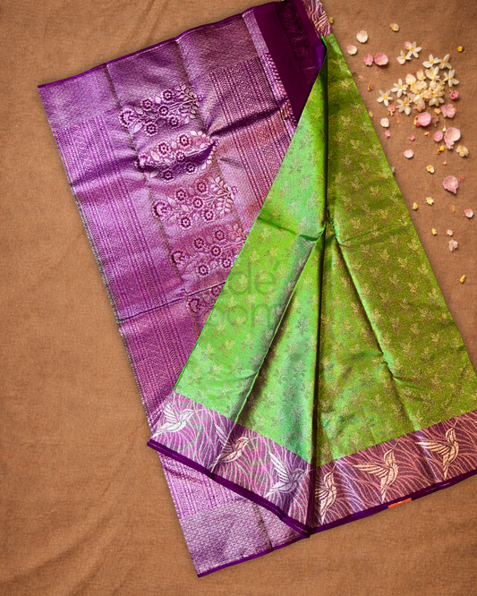 Silk Mark Certified Handloom Kanjivaram Silk Saree | Forest Green