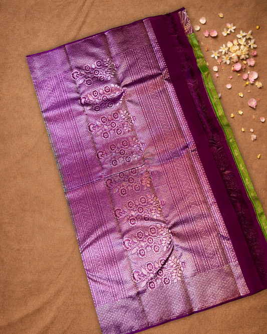 Silk Mark Certified Handloom Kanjivaram Silk Saree | Forest Green