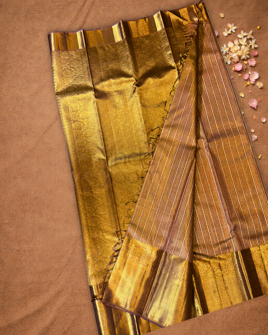 Silk Mark Certified Handloom Kanjivaram Silk Saree | Mustard Yellow