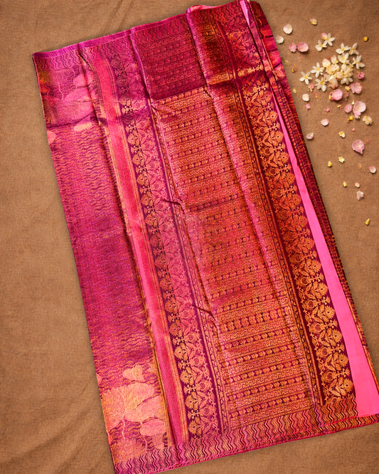 Silk Mark Certified Handloom Kanjivaram Silk Saree | Berry Pink