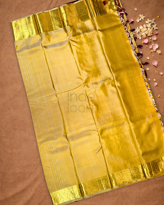 Silk Mark Certified Handloom Kanjivaram Silk Saree | Mustard Yellow