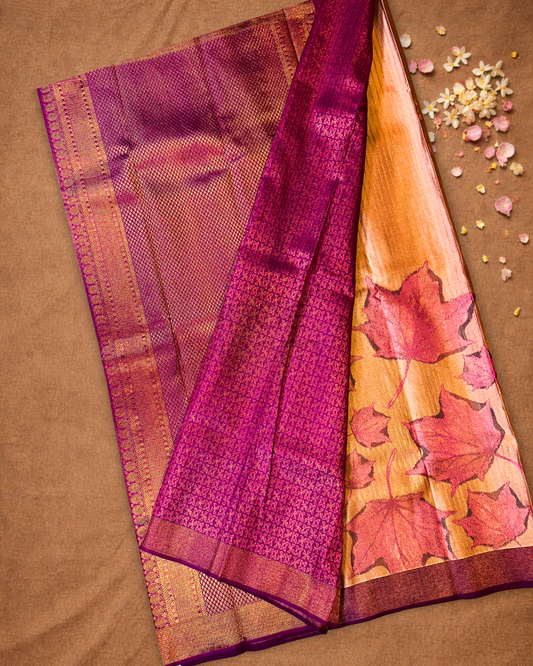 Silk Mark Certified Handloom Kanjivaram Silk Saree | Burgundy Red