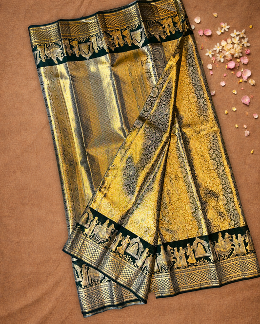 Silk Mark Certified Handloom Kanjivaram Silk Saree | Bronze Brown