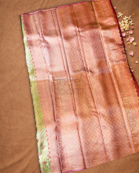 Silk Mark Certified Handloom Kanjivaram Silk Saree | Pistachio Green