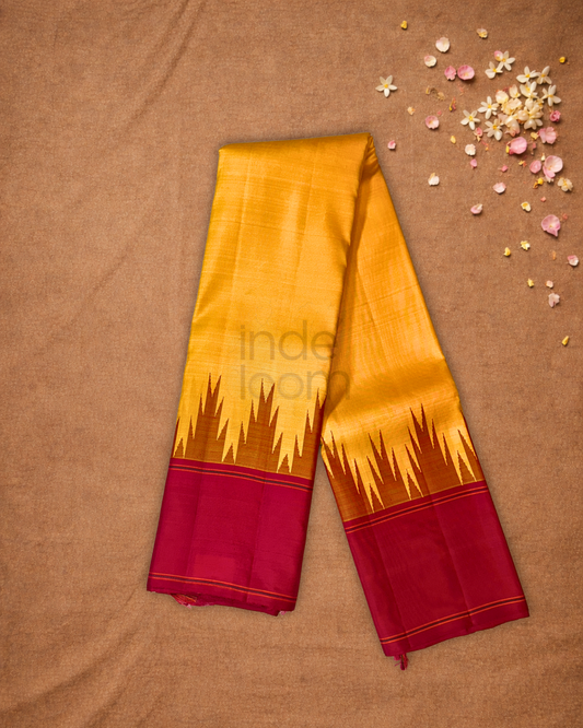 Silk Mark Certified Handloom Kanjivaram Silk Saree | Mustard Yellow