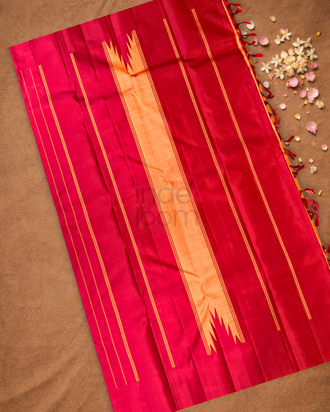 Silk Mark Certifed Handloom Kanjivaram Silk Saree | Fire Orange