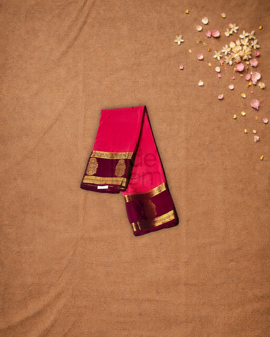 Mysore Silk Saree With Deep Pink