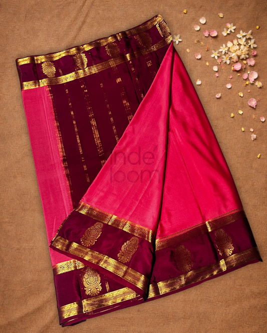 Mysore Silk Saree With Deep Pink