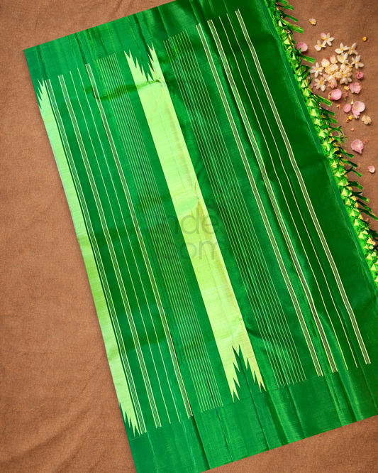 Silk Mark Certified Handloom Kanjivaram Silk Saree | Lime Green