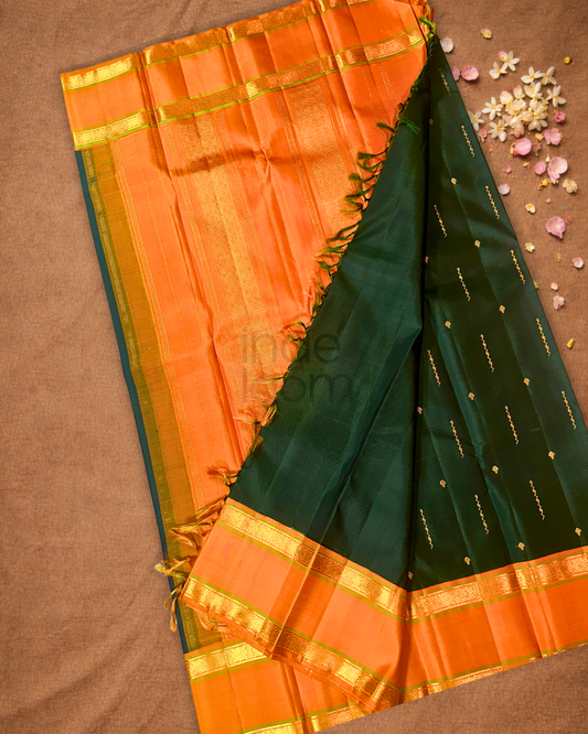 Silk Mark Certified Handloom Kanjivaram Silk Saree | Deep Teal