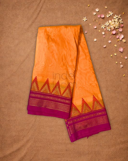 Ilkal Saree in Melon Orange With Pink