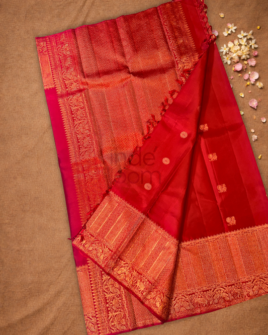 Kanjivaram Saree With Apple Red