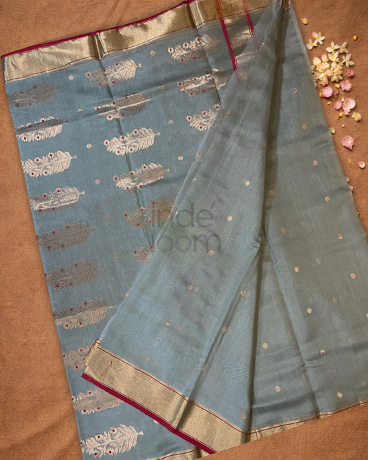 Chanderi Silk Saree Peral Gray