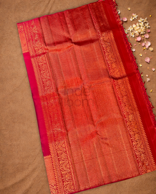 Kanjivaram Saree With Apple Red