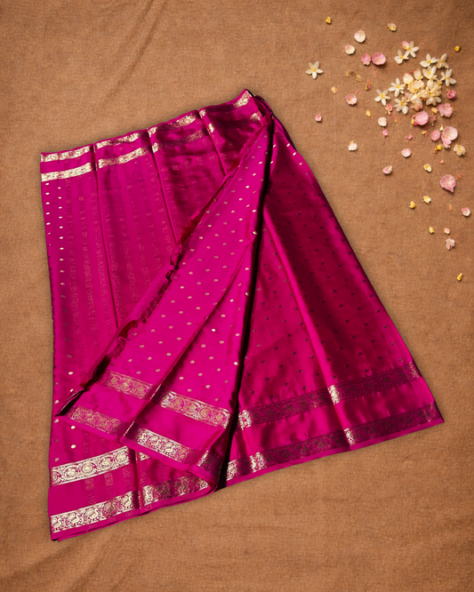 Mysore Silk Saree With Rani Pink