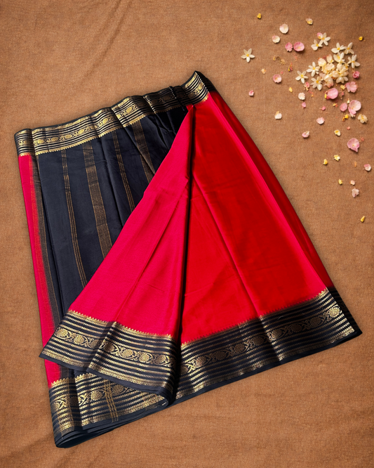 Mysore Silk Saree With Cherry Red