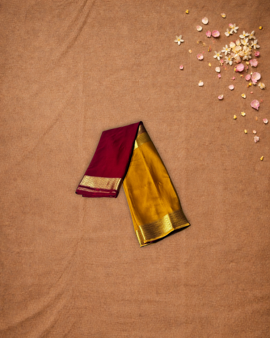 Mysore Silk Saree With Gold Yellow