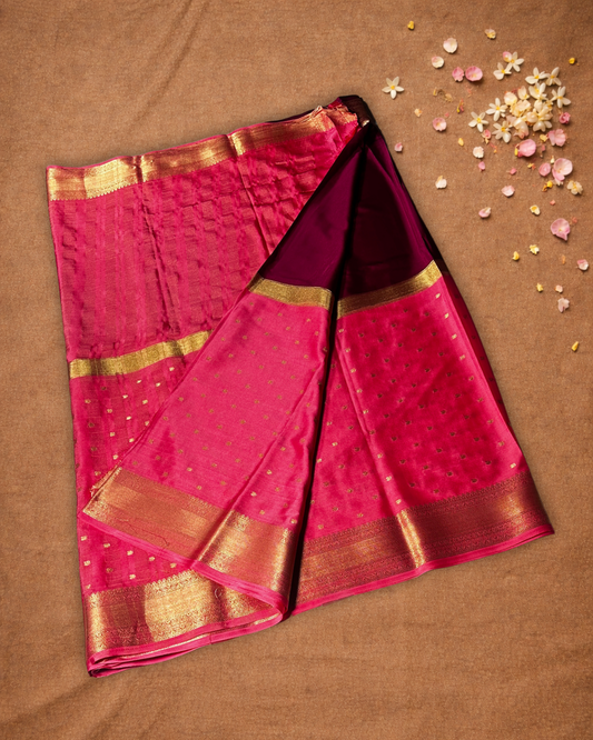 Mysore Silk Saree With Hot Pink