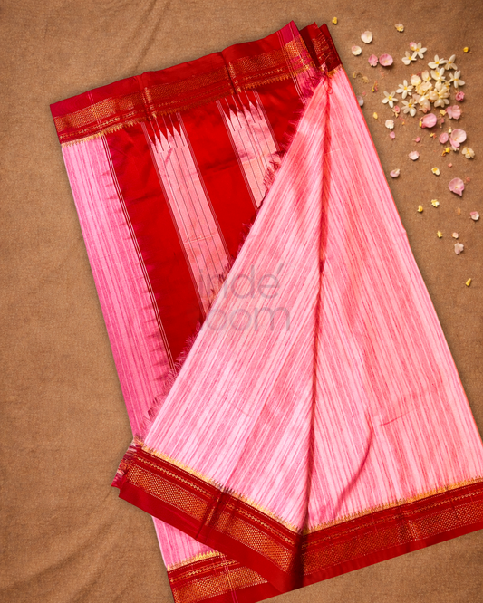 Ilkal Saree in Hot Pink With Red