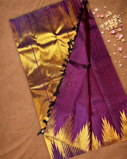 Silk Mark Certified Handloom Kanjivaram silk Saree | Grape Purple