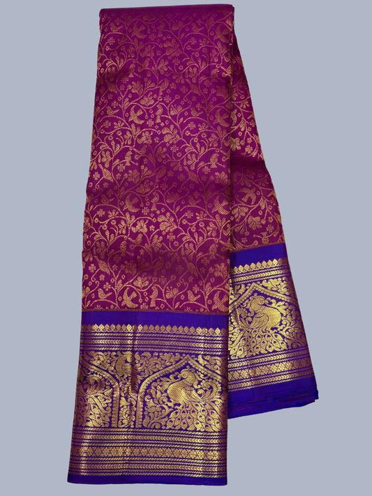 Pure Handwoven Gadwal Silk Saree With Magenta Pink - 029
