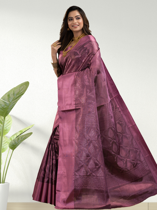 Grape Pink Cotton Silk Saree - 002