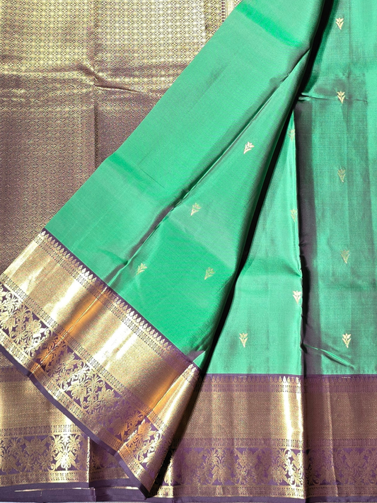 Traditional Kanjivaram Semi Silk Sarees | Emerald Green