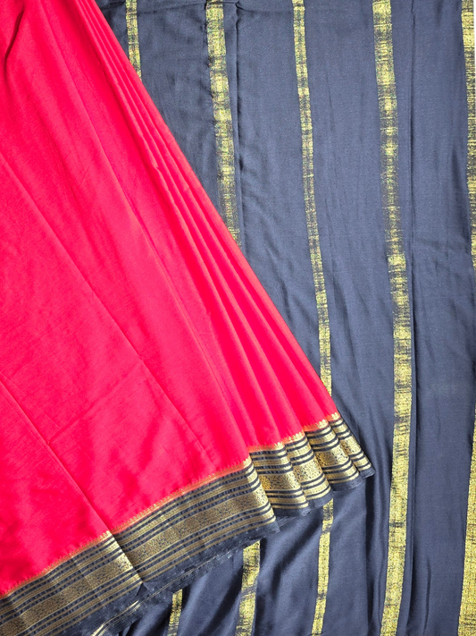 Classic Mysore Semi Silk Saree | Rani Pink