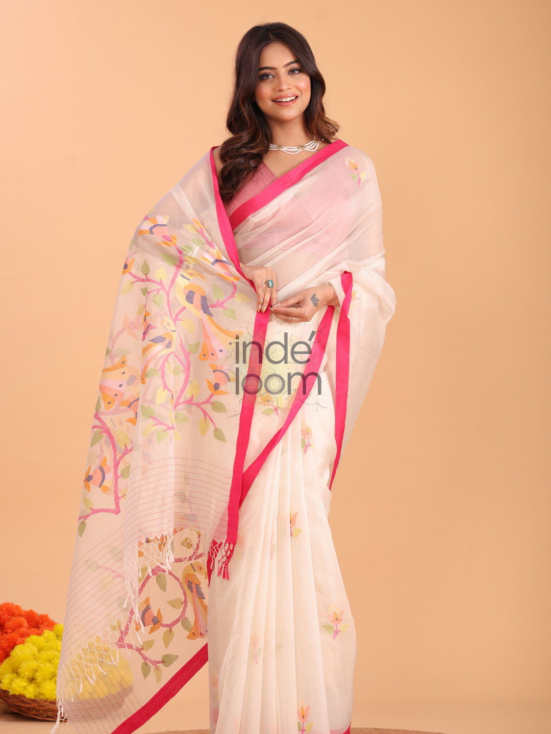Jamdani Saree With Cotton White - 162