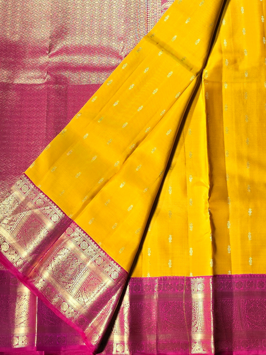 Traditional Kanjivaram Semi Silk Sarees | Mustard Yellow