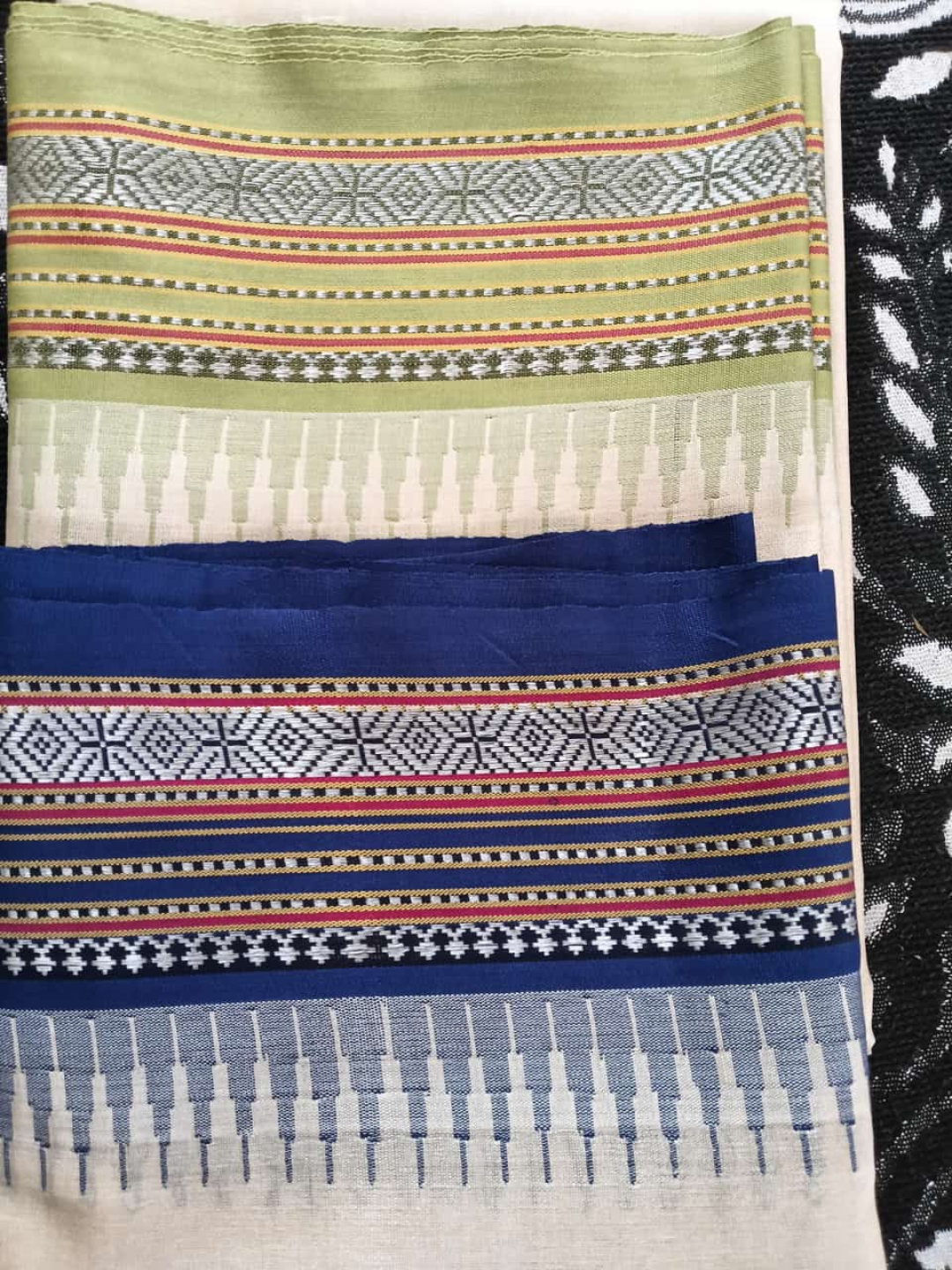 Green Light Handloom Vidarbha Tussar Silk Saree with Multicolor Contrast Border -099