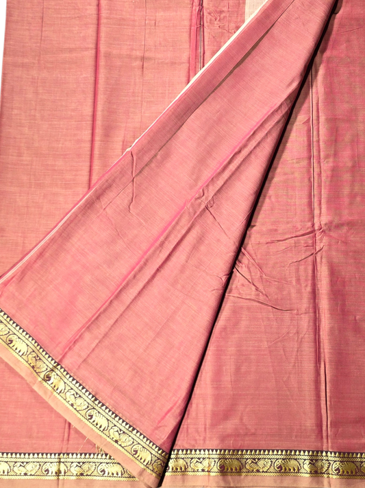 Handloom Narayanpet Cotton Saree | Mauve Pink